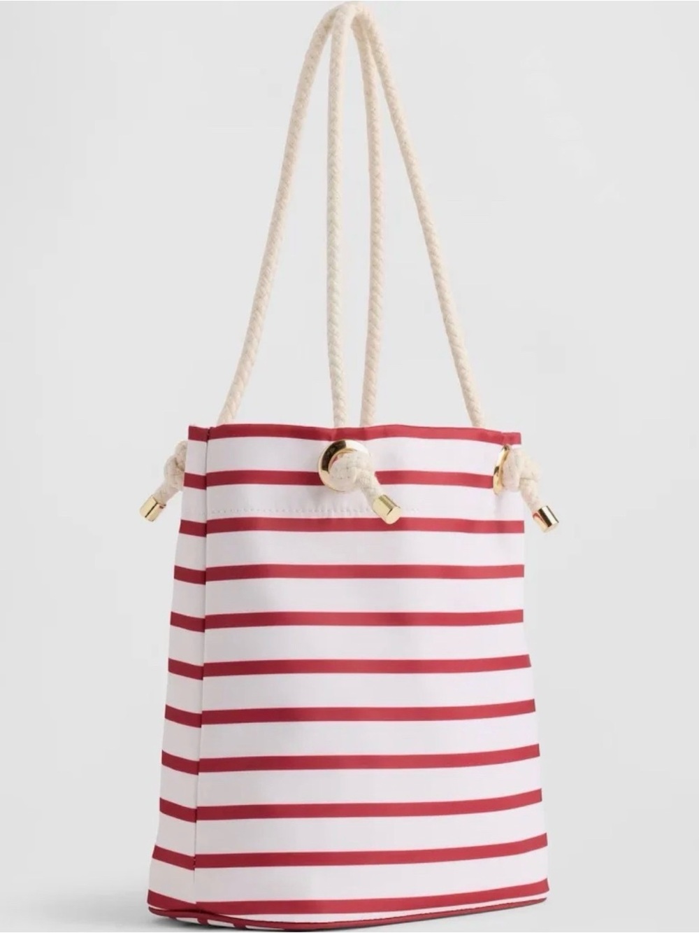 GAP Red and White Striped Rope-Handle Tote
